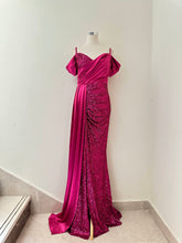 Fuchsia Sequin Slit Dress